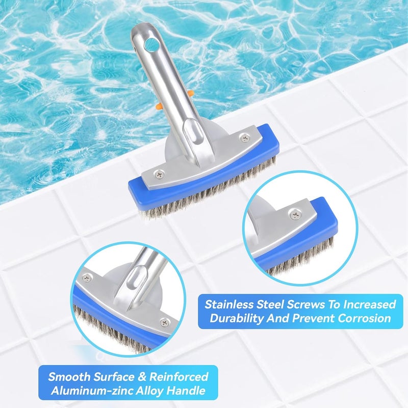 AQUAFLY 5-Inch Stainless Steel Pool Brush - Heavy Duty Pool Cleaning Brush for Concrete & Gunite Pools, Deep Cleaning Tool for Walls & Floors - Durable Wire Bristle Brush Head - Image 5